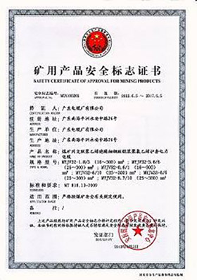 礦用產(chǎn)品安全標志證書2